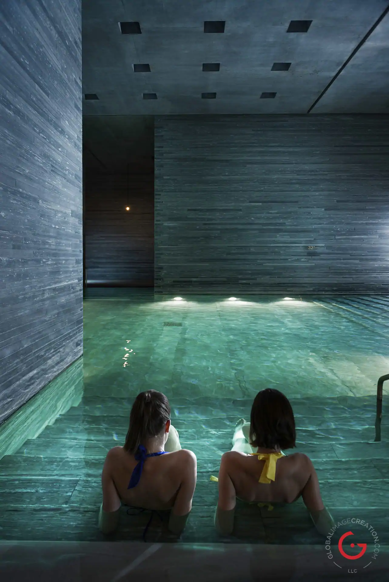 Spa Photography of Ladies Enjoying The Water - Pritzker Prize Award Winning Architecture Peter Zumthor Therme Vals