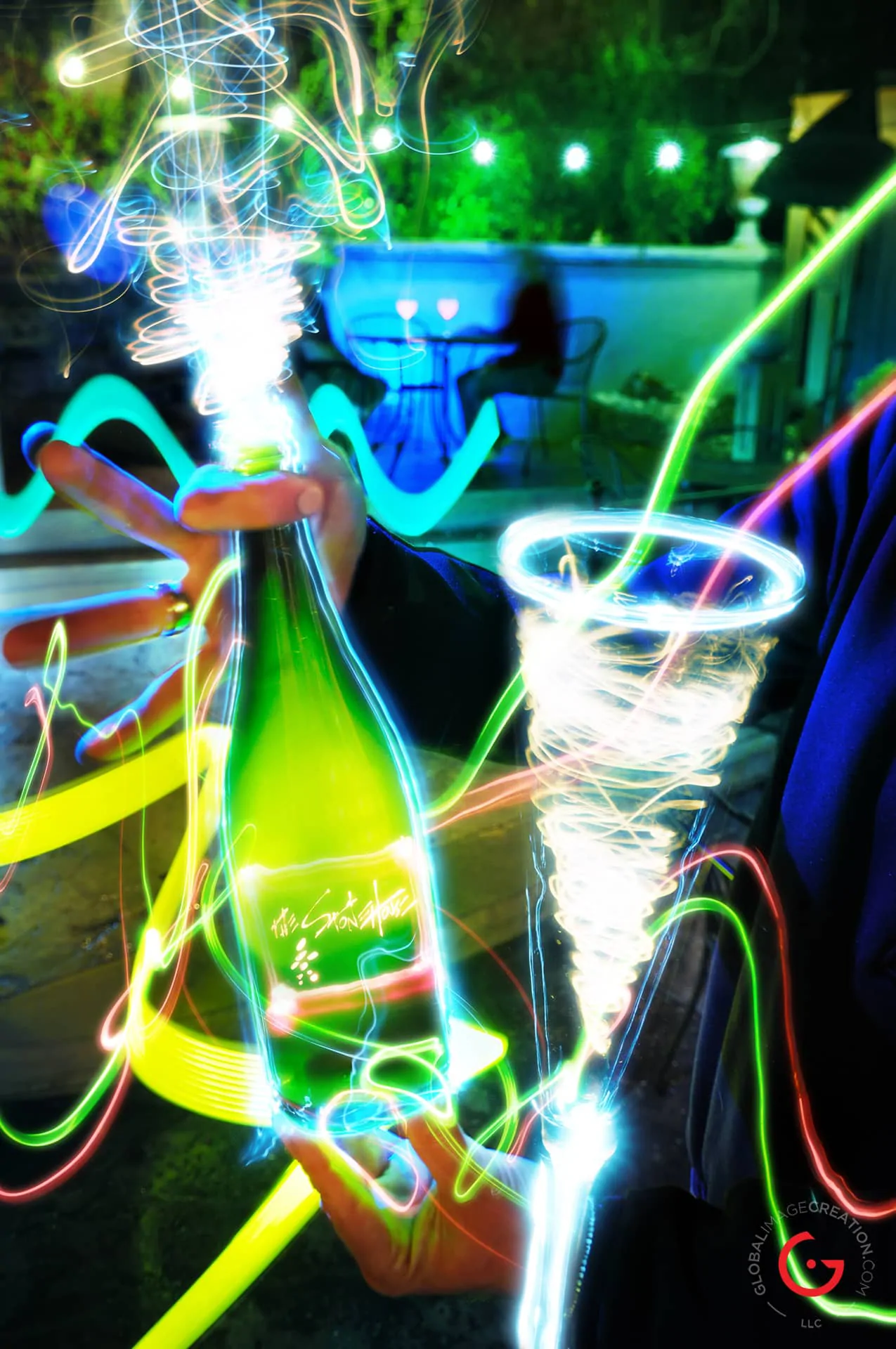 Champagne Celebration, Light Painting Photography from Public Art Project Electric Vision - Eureka Springs, Arkansas
