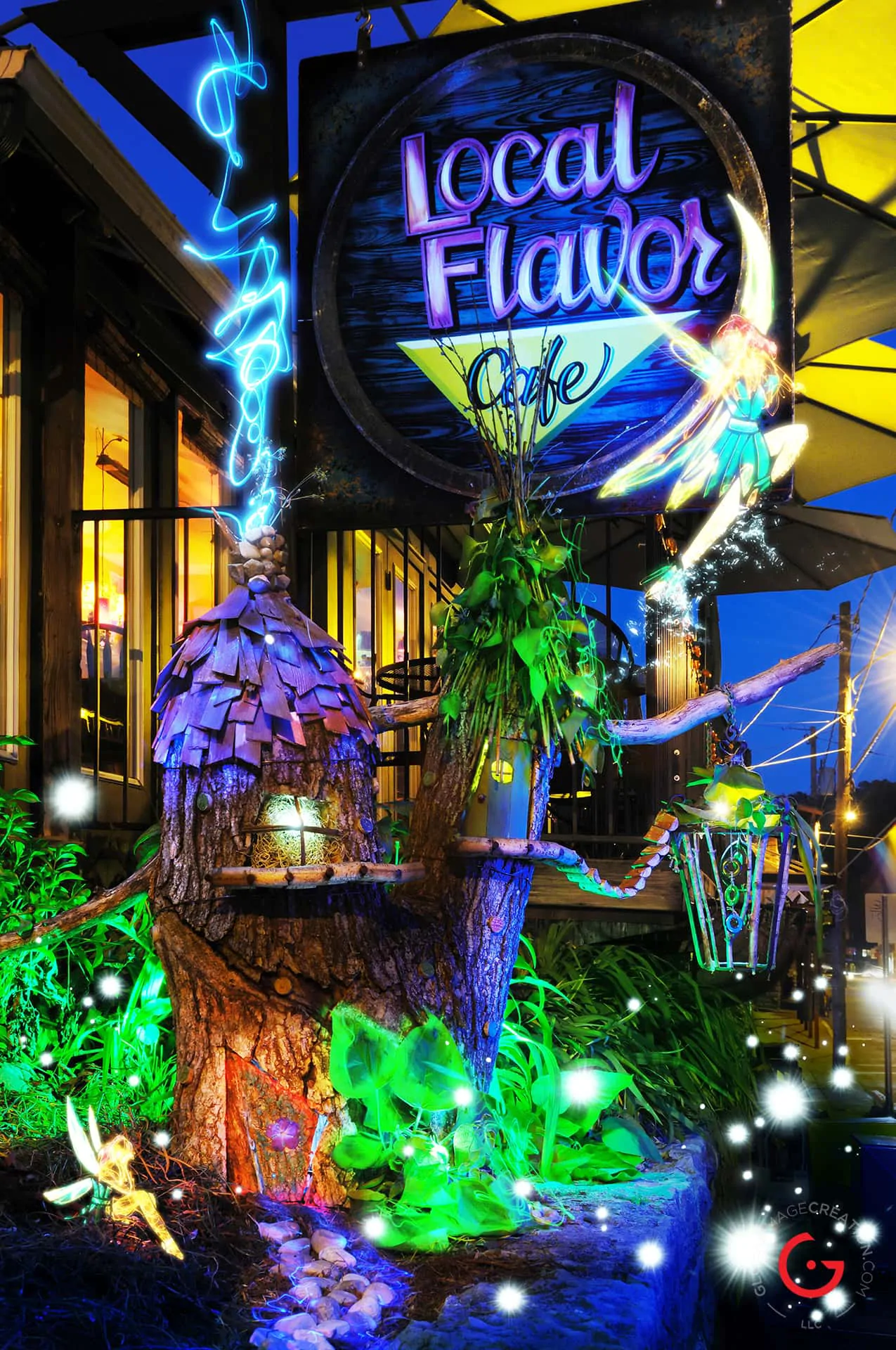Are Fairies Real at Local Flavor Cafe, Light Painting Photography from Public Art Project Electric Vision - Eureka Springs, Arkansas