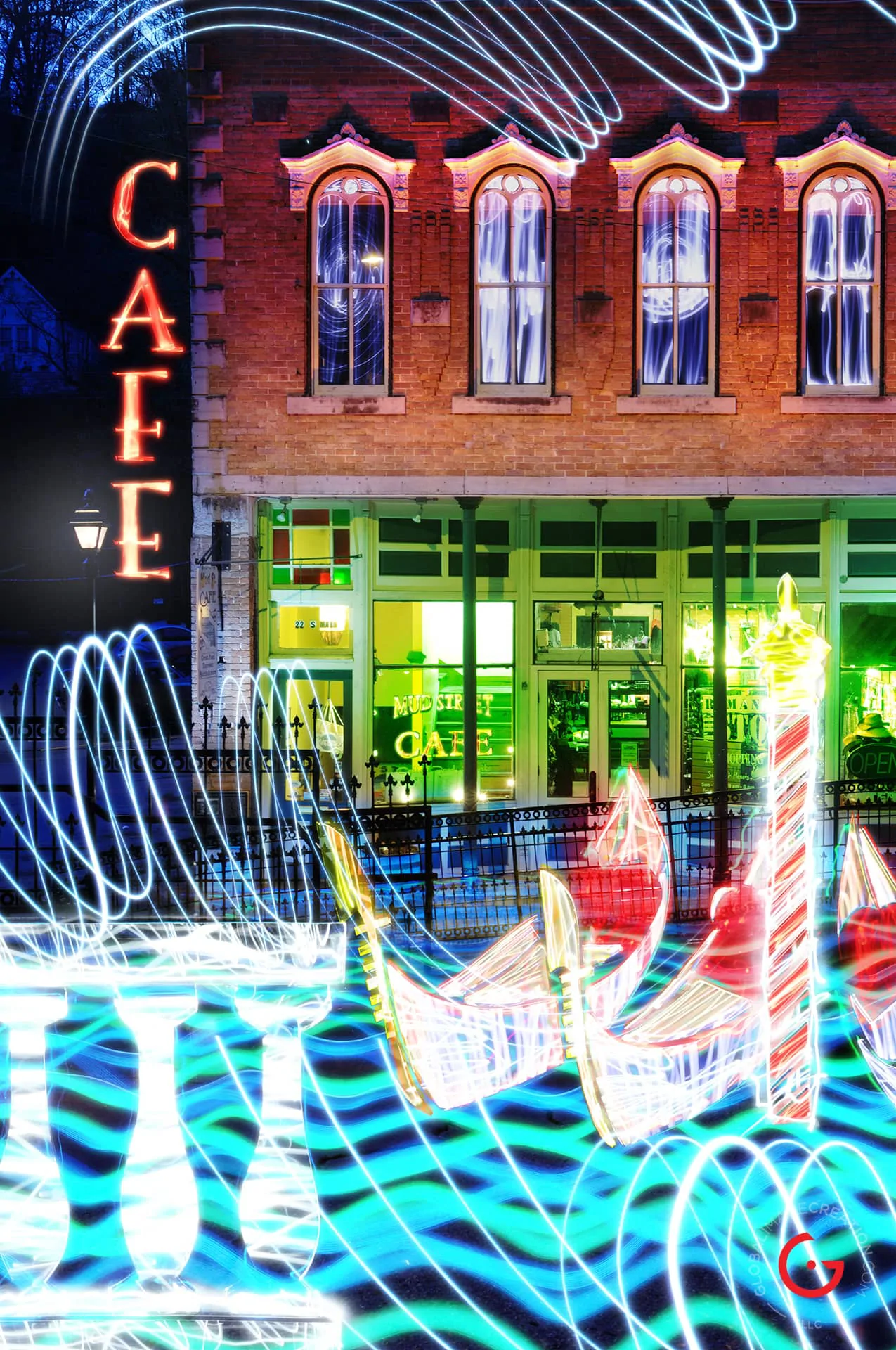 Venice Sights, Light Painting Photography from Public Art Project Electric Vision - Eureka Springs, Arkansas