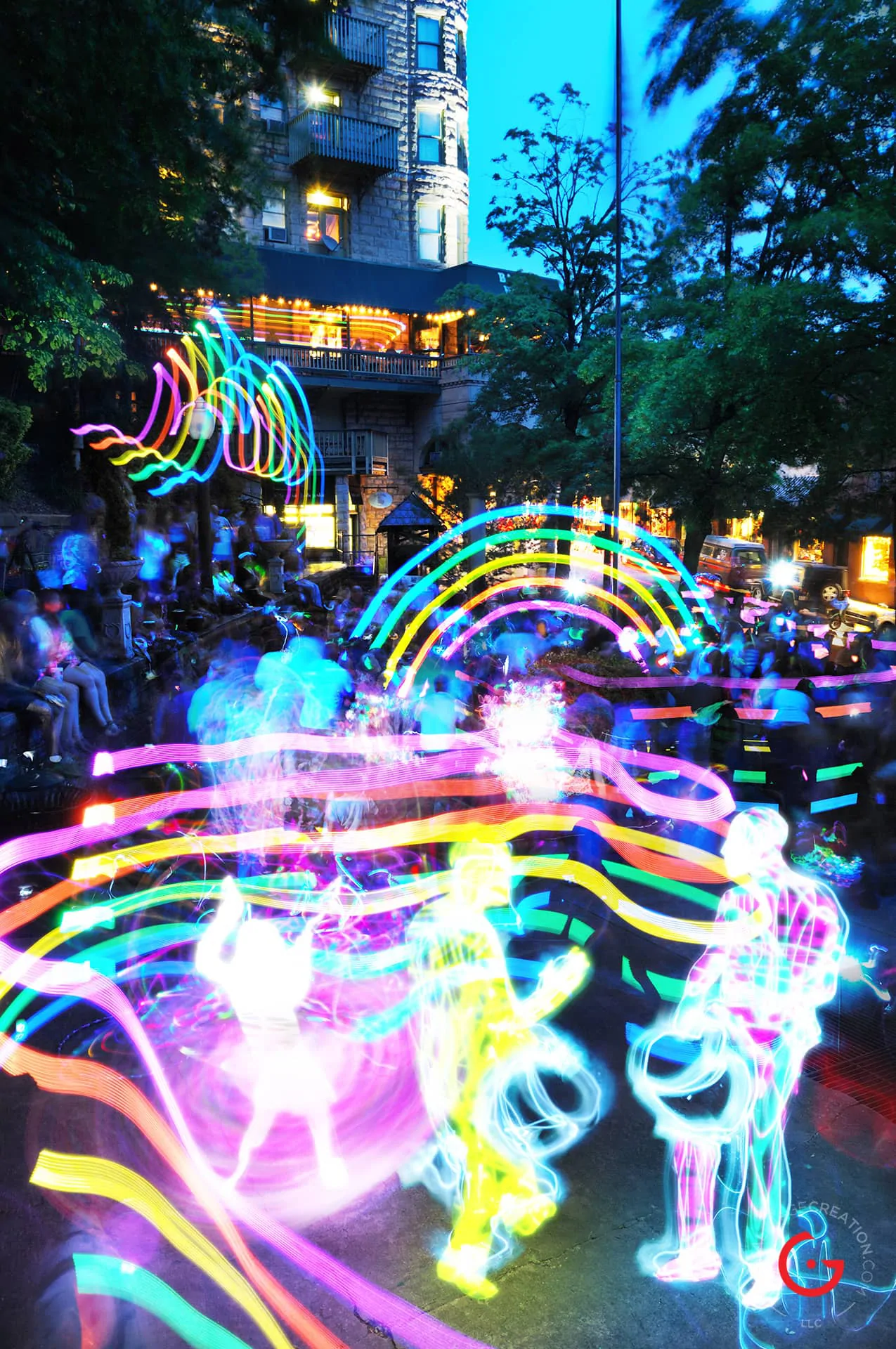 Music in The Park, Light Painting Photography from Public Art Project Electric Vision - Eureka Springs, Arkansas