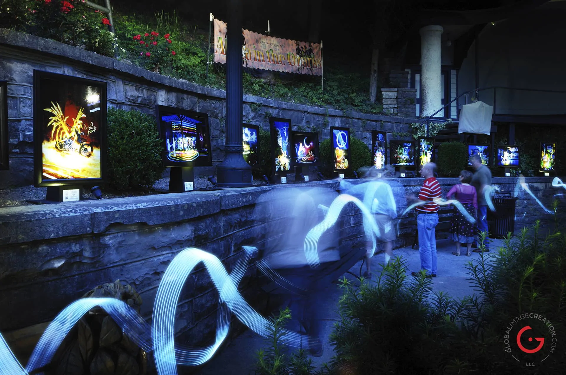 Light Painting Photography from Public Art Project Electric Vision - Eureka Springs, Arkansas