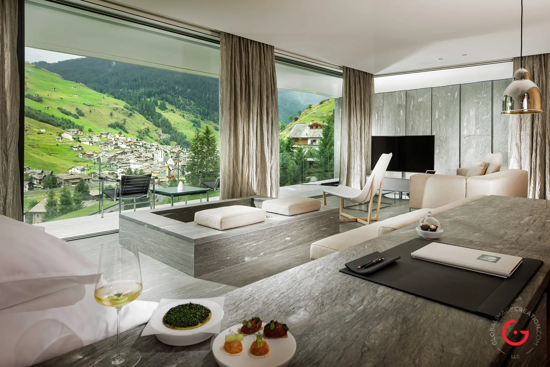 Hotel Photographers, Luxury Hotel Photography, Resort Photographer of Kengo Kuma Suite At 7132 Hotel, Vals Switzerland