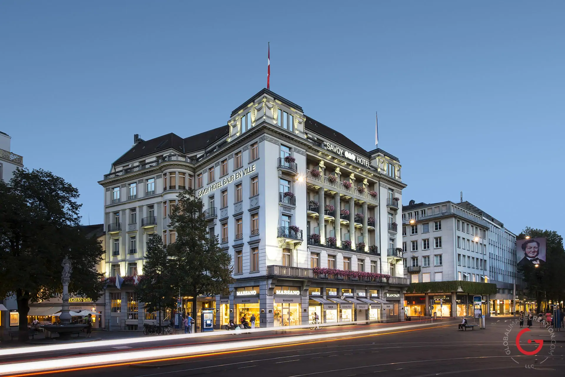 Hotel Photographers, Luxury Hotel Photography, Resort Photographer of Savoy Baur en Ville Facade Architecture, Zurich Switzerland
