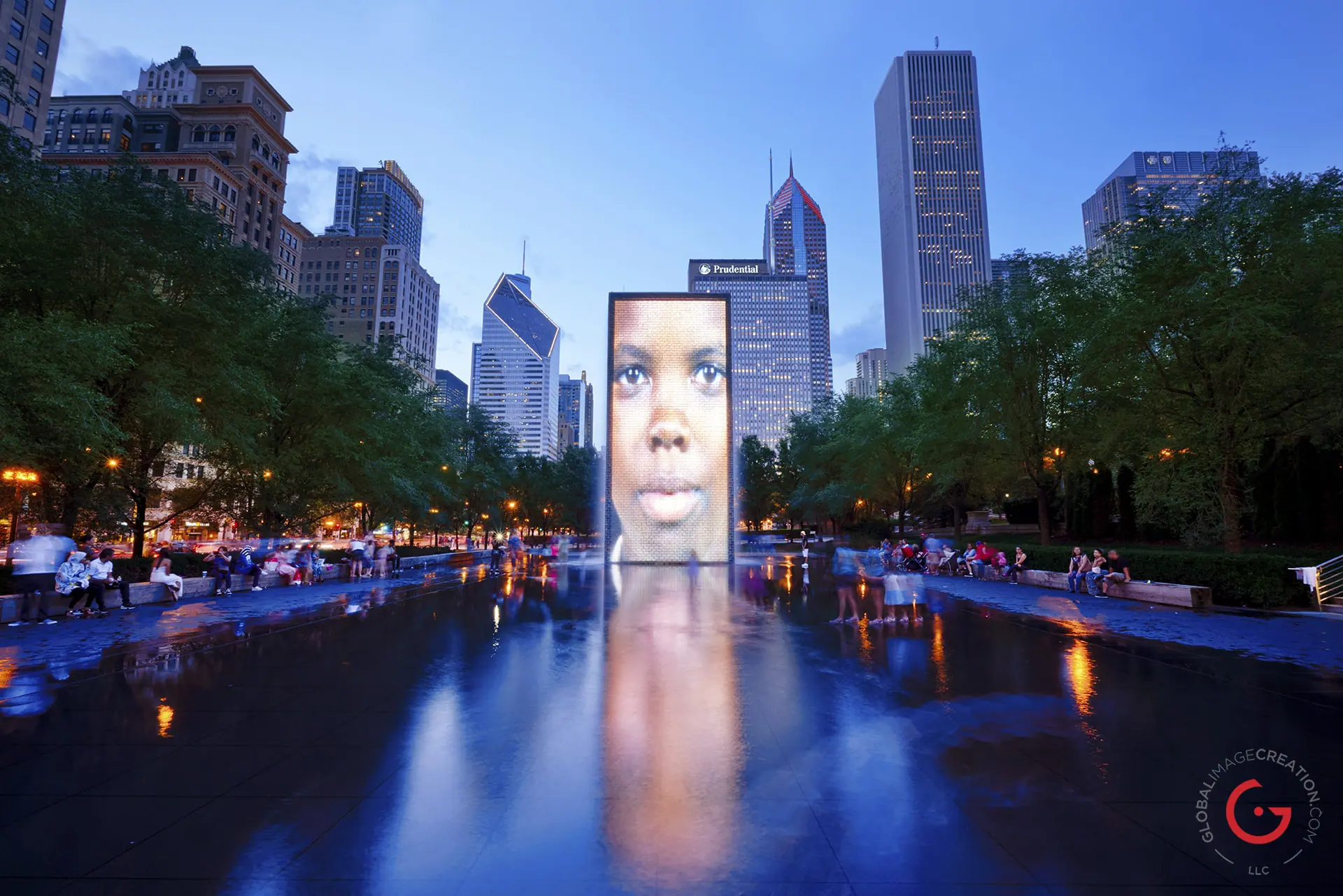 Night View of Chicago Public Art at Millennium Park - Travel Photography