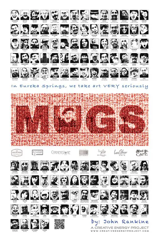 Official MUGS public art project poster in Eureka Springs, Arkansas