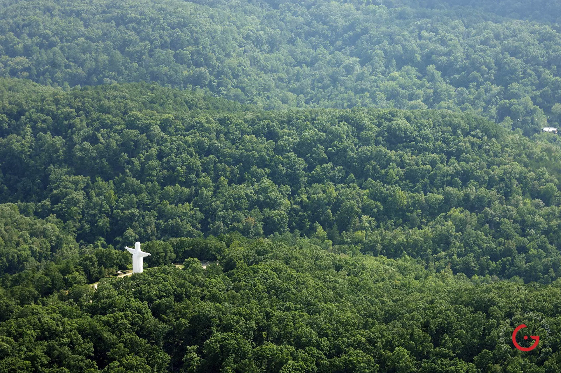 Christ of the Ozarks from the Air - Eureka Springs, Arkansas Photography