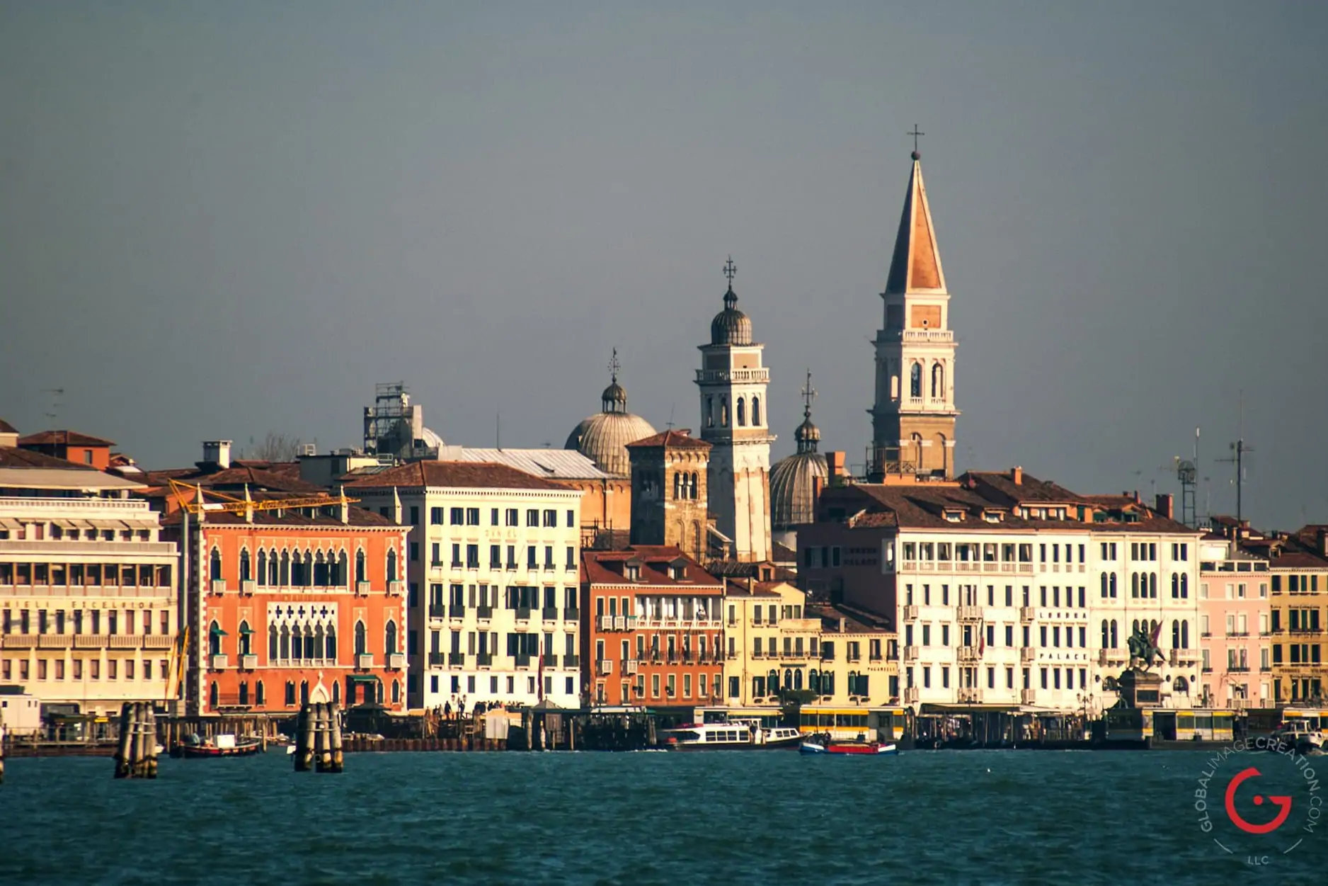 Luxury Hotel Danieli in the Venice Skyline from the Venetian Lagoon