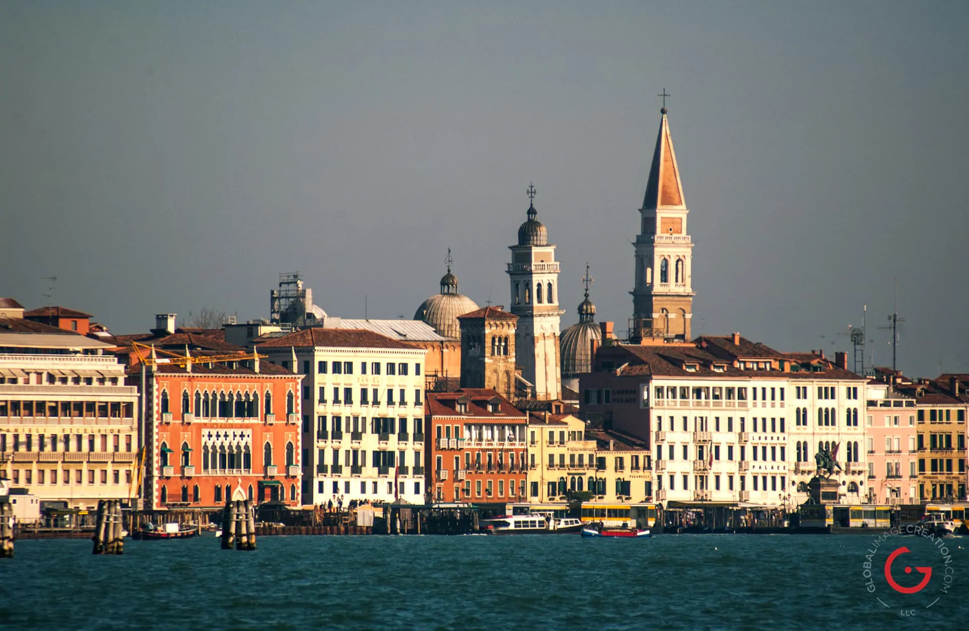 Luxury Hotel Danieli in the Venice Skyline from the Venetian Lagoon