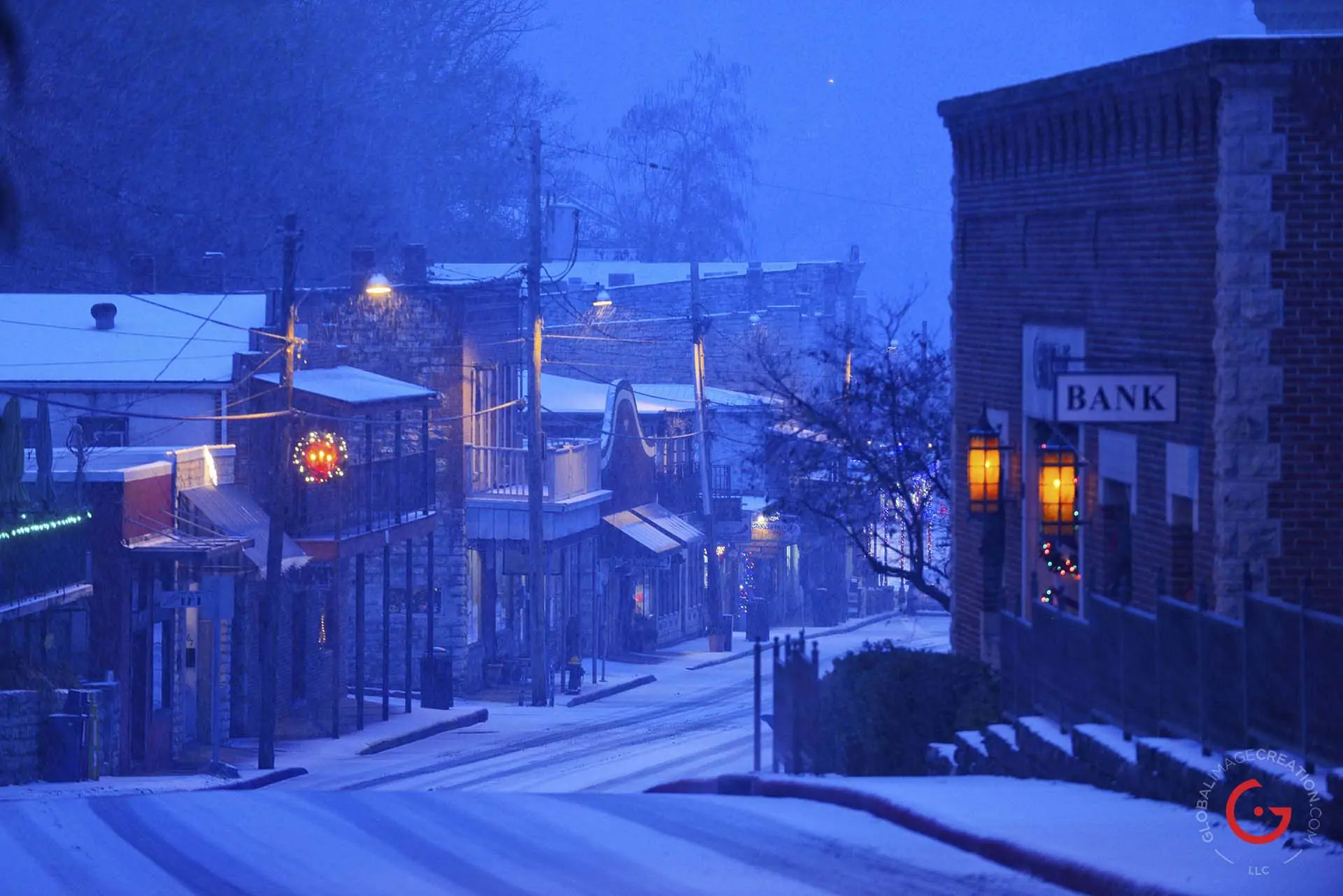 Main Street in the Snow - Eureka Springs, Arkansas Photography