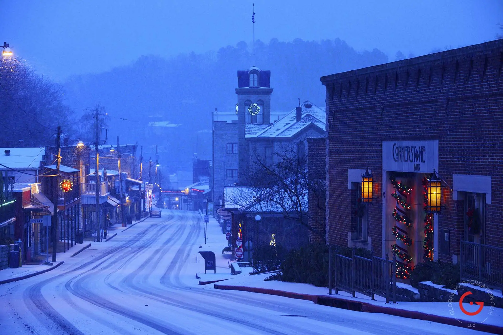 Main Street in the Snow - Eureka Springs, Arkansas