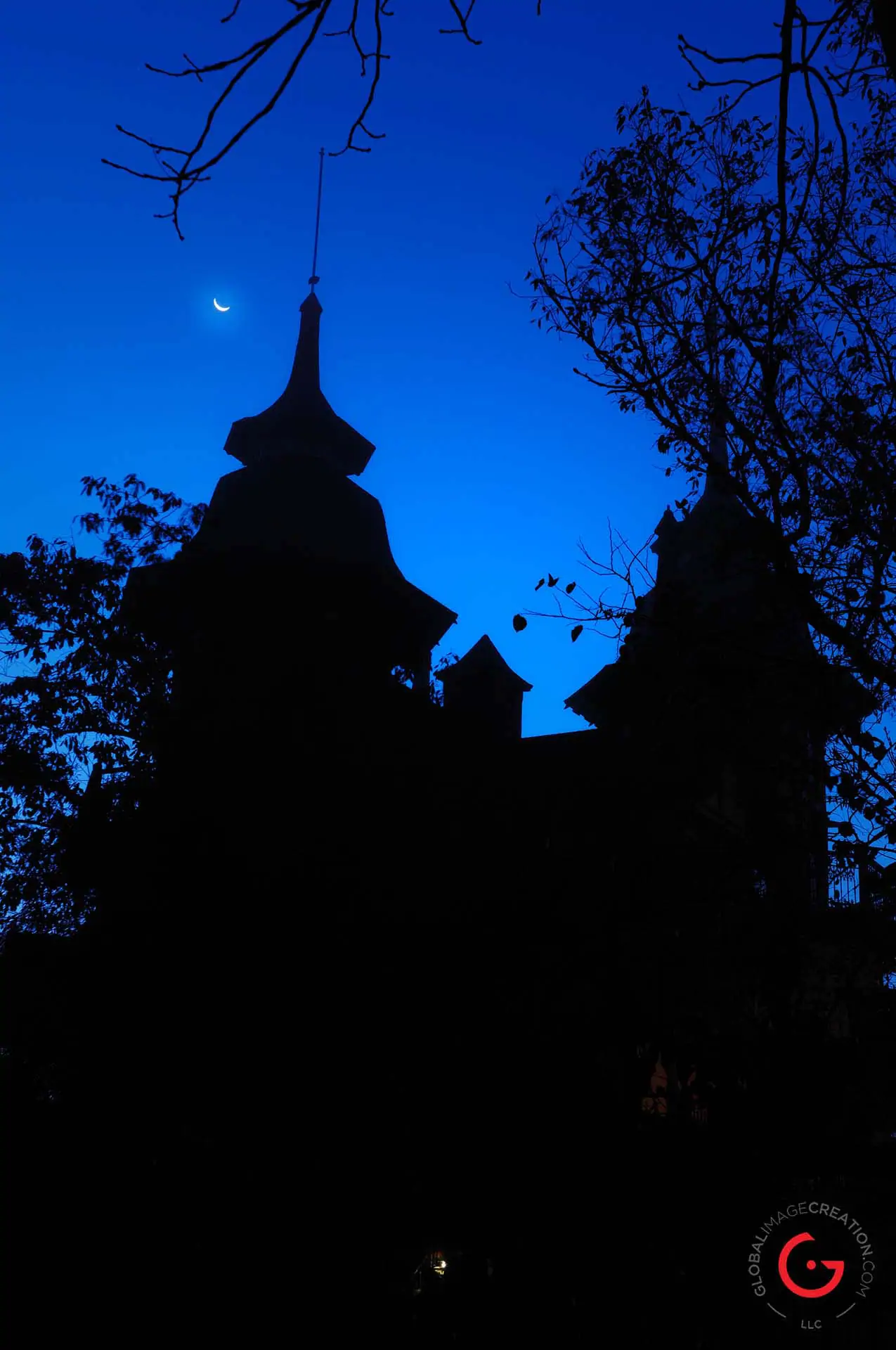 Castle Rogues Manor and the Moon - Eureka Springs, Arkansas Photography