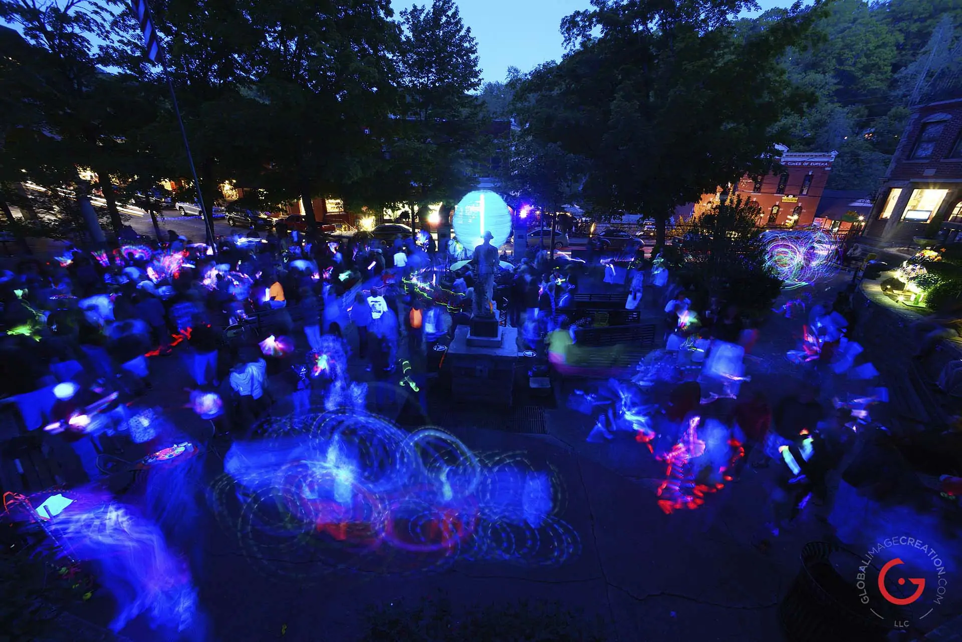 Sphere Lighting Party in Basin Park - Eureka Springs, Arkansas Photography