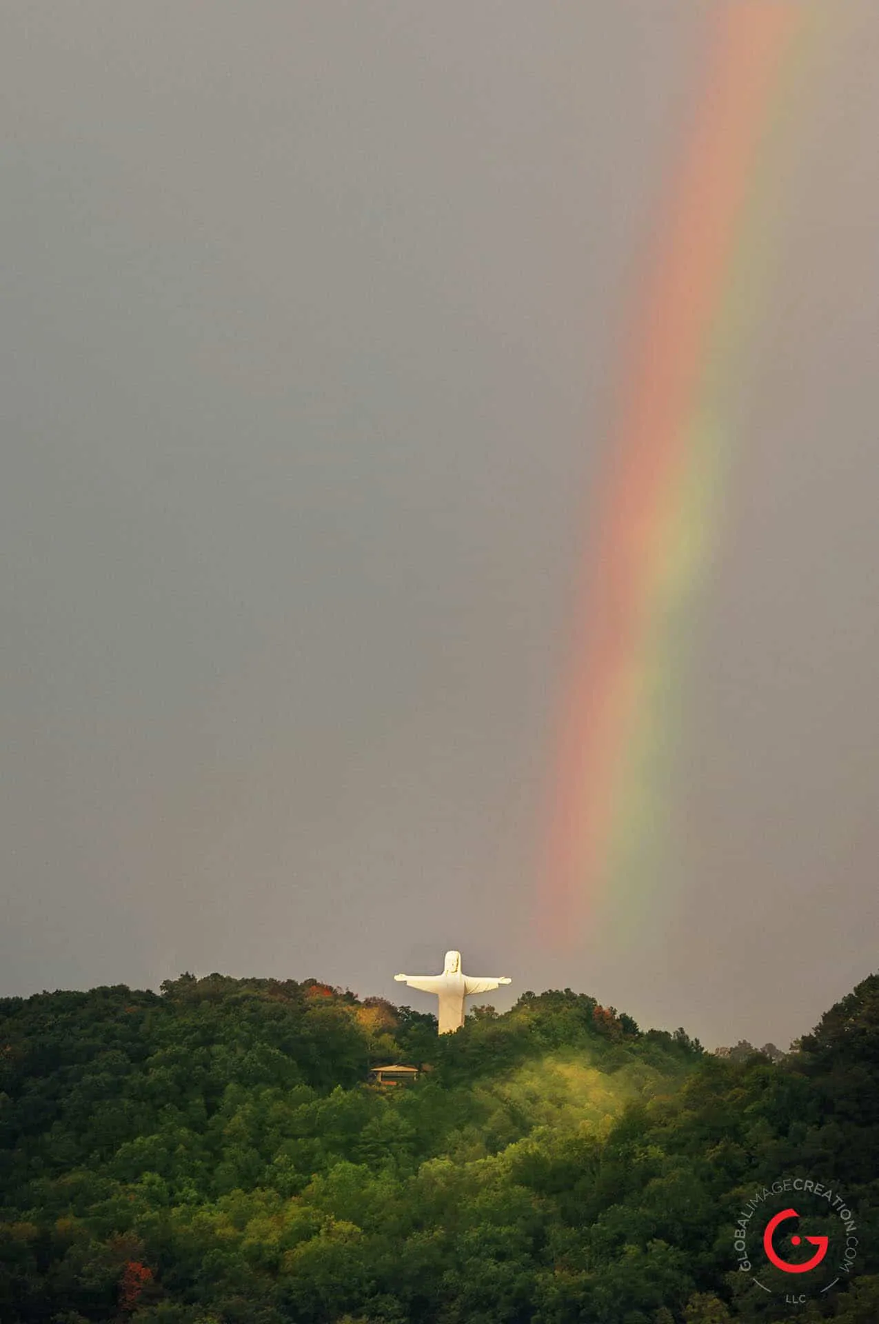 Christ and a Rainbow - Eureka Springs, Arkansas Photography