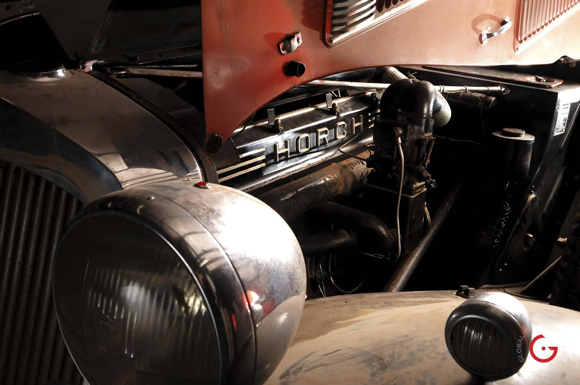 Engine Detail - Horch Barn Find, Branson Classic Car Auction - Professional Car Photographer, Automotive Photography