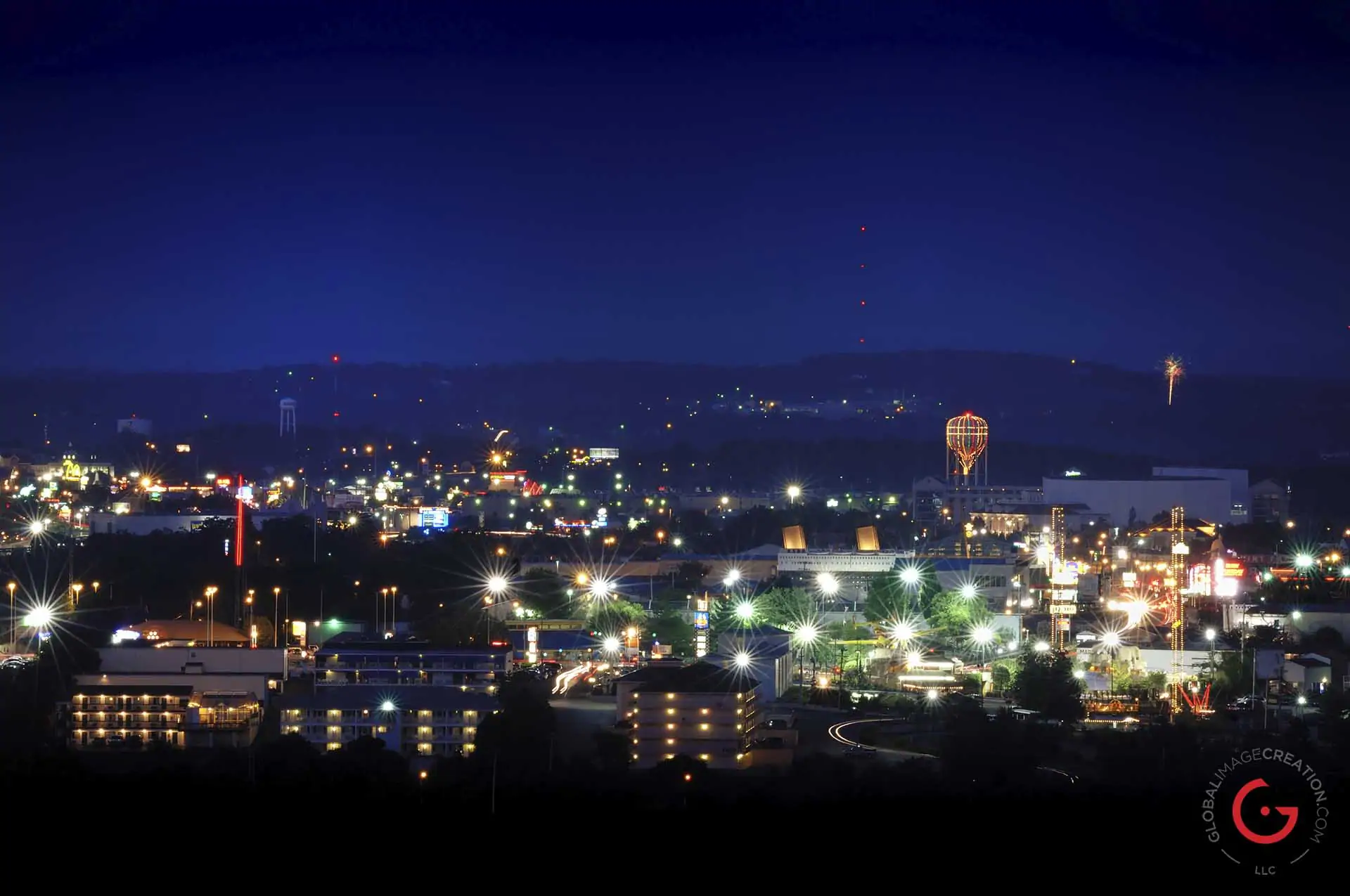 Branson Landscape in the night viewed from the Butterfly palace. - Advertising photographers in Branson Missouri, Branson Missouri photography