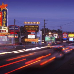 Hwy 76, Country Music Blvd at night with lights and cars passing. - Advertising photographers in Branson Missouri, Branson Missouri photography