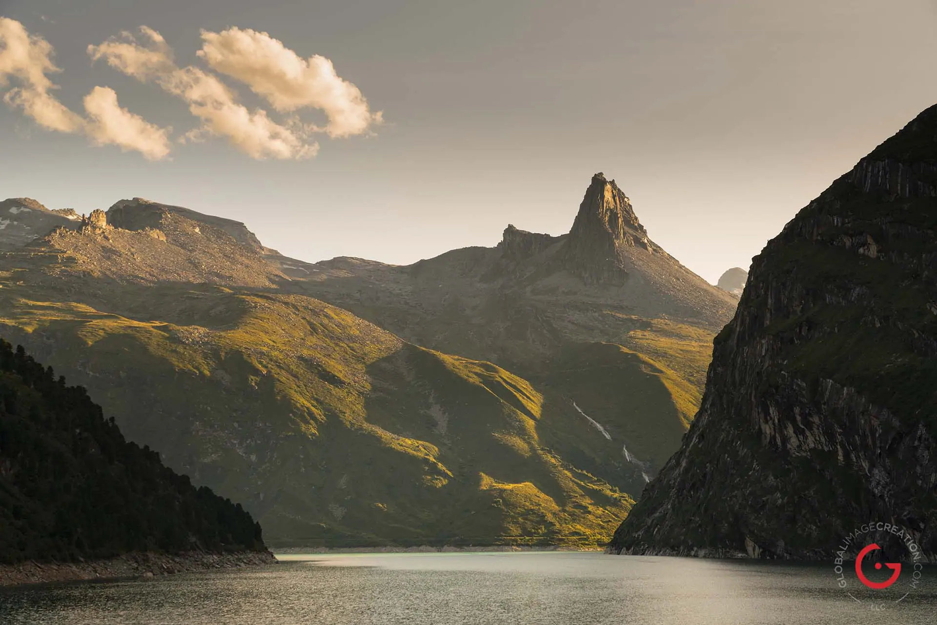 Zervreilasee at Late Day near Vals, Switzerland - Travel Photographer and Switzerland Photography