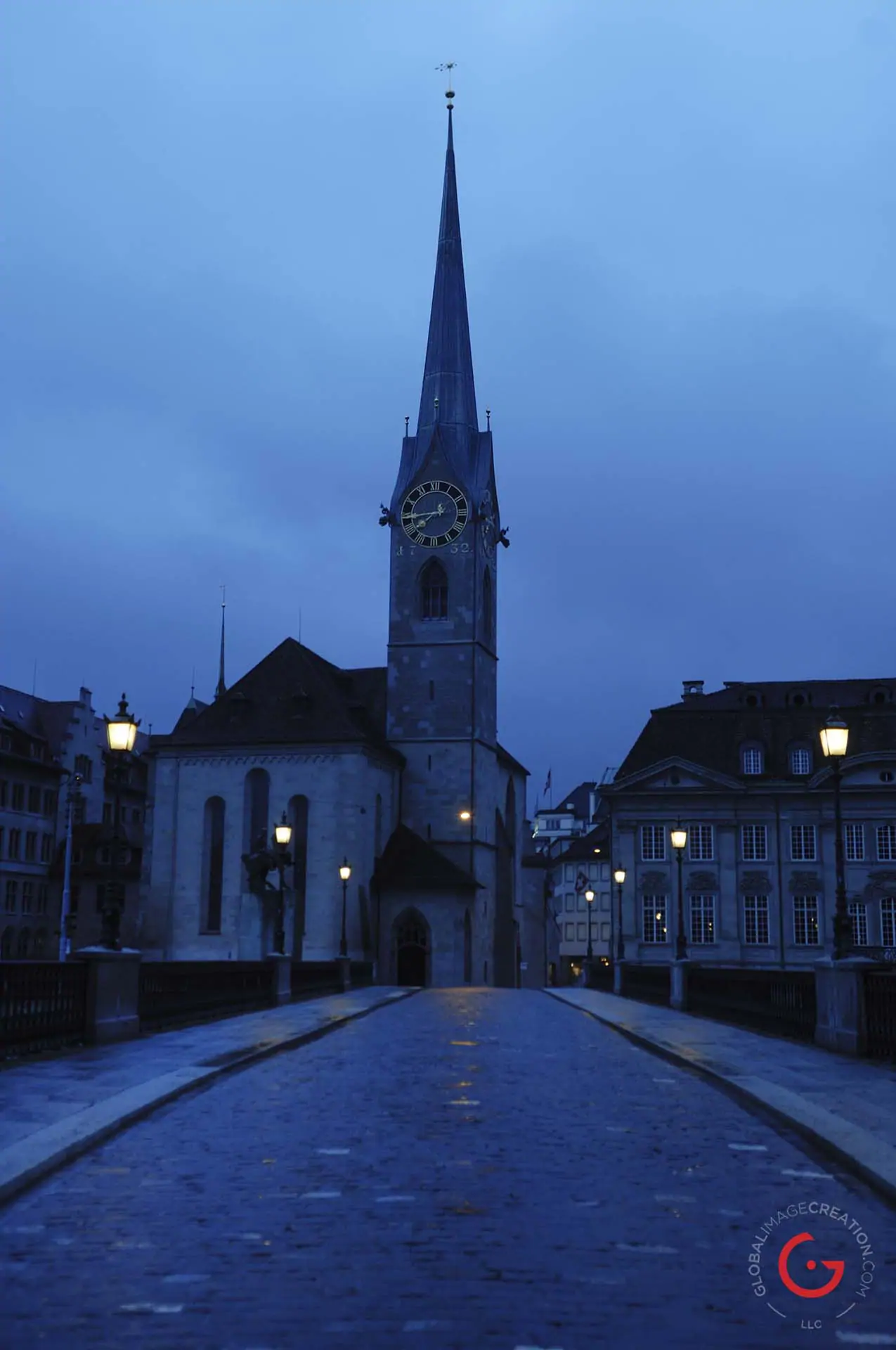 Zurich Church at Twilight - Travel Photographer and Switzerland Photography