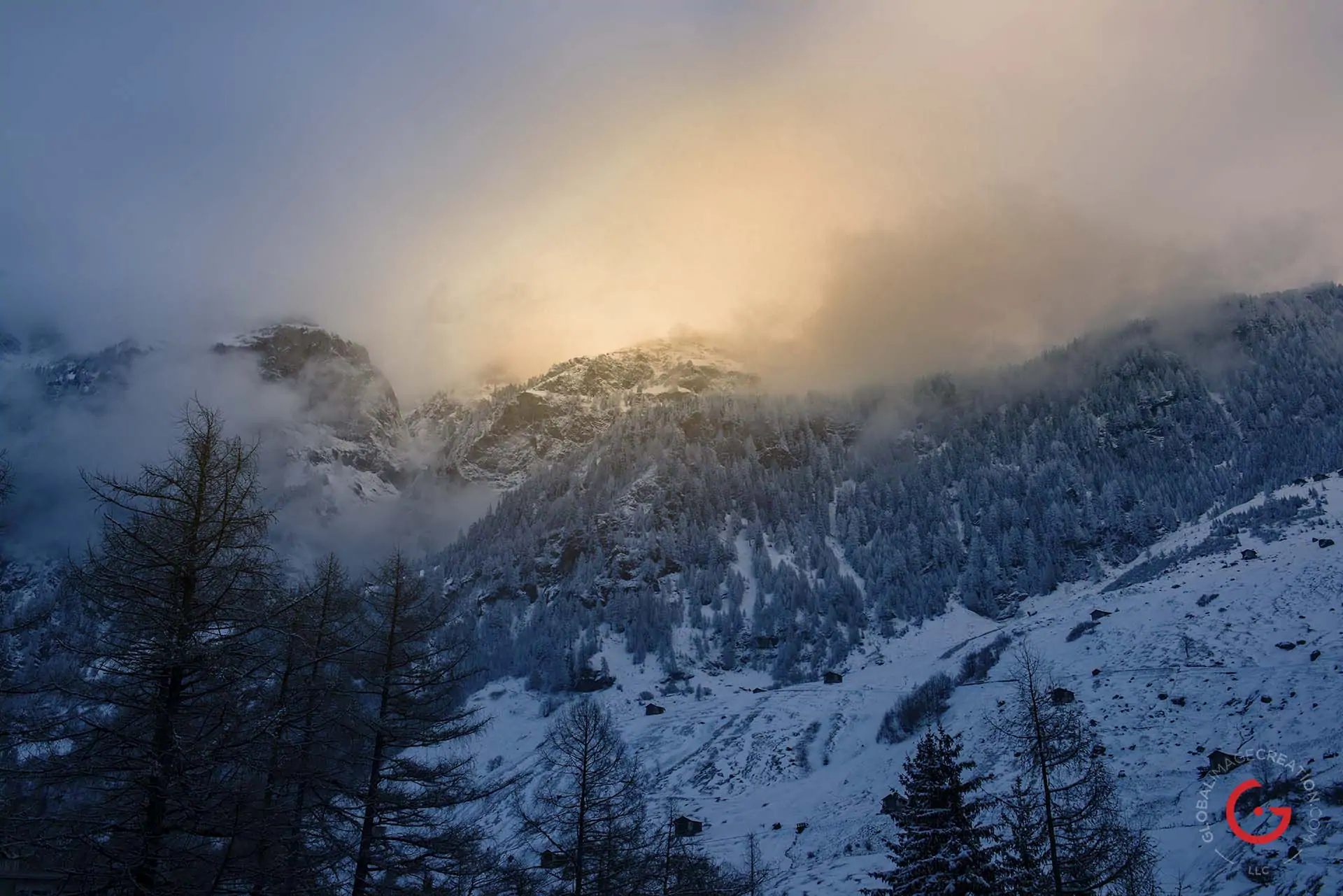 Snowy Mountain Sunrise in the Swiss Alps - Travel Photographer and Switzerland Photography