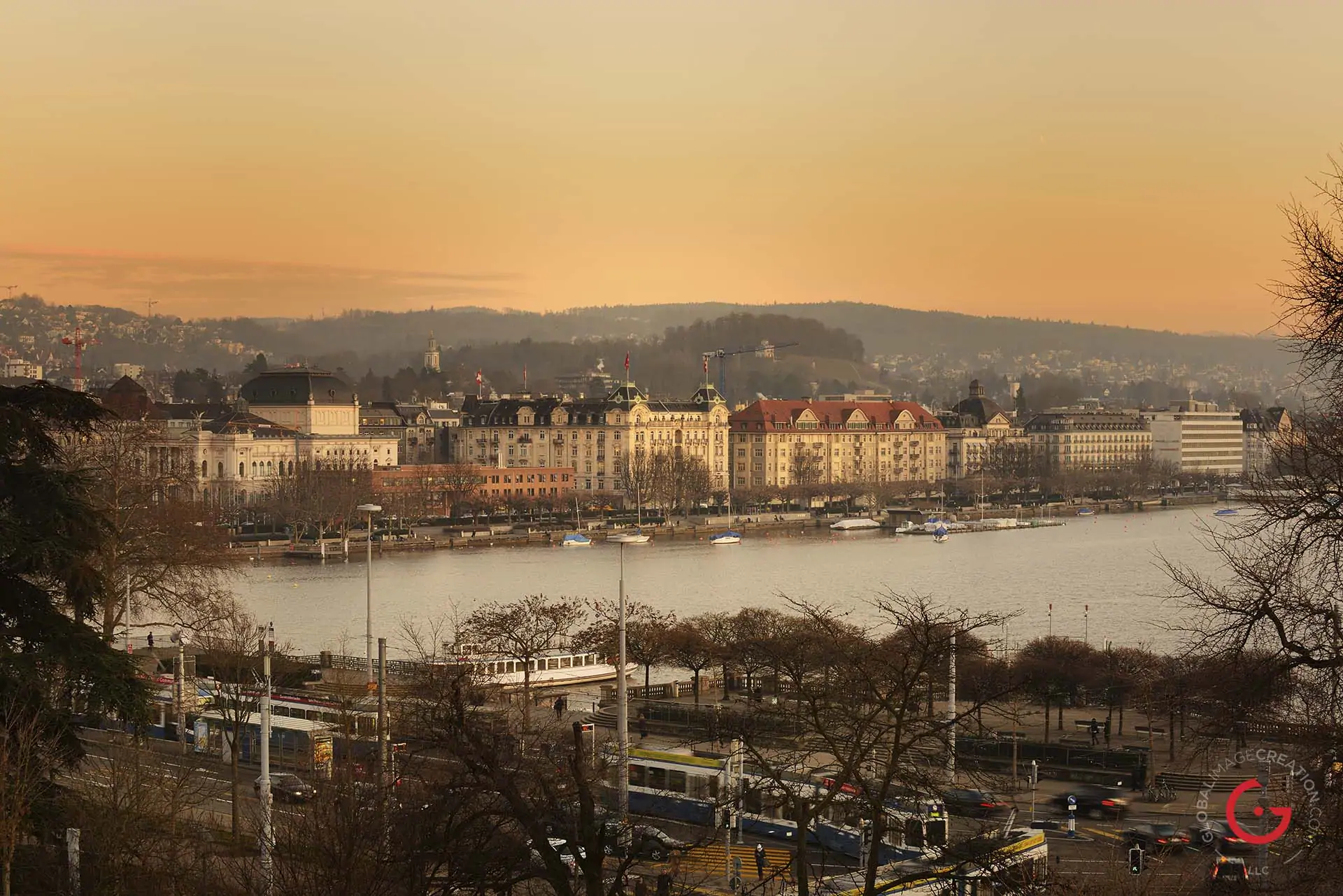 Opera House and Lake Zurich at Sunset - Travel Photographer and Switzerland Photography