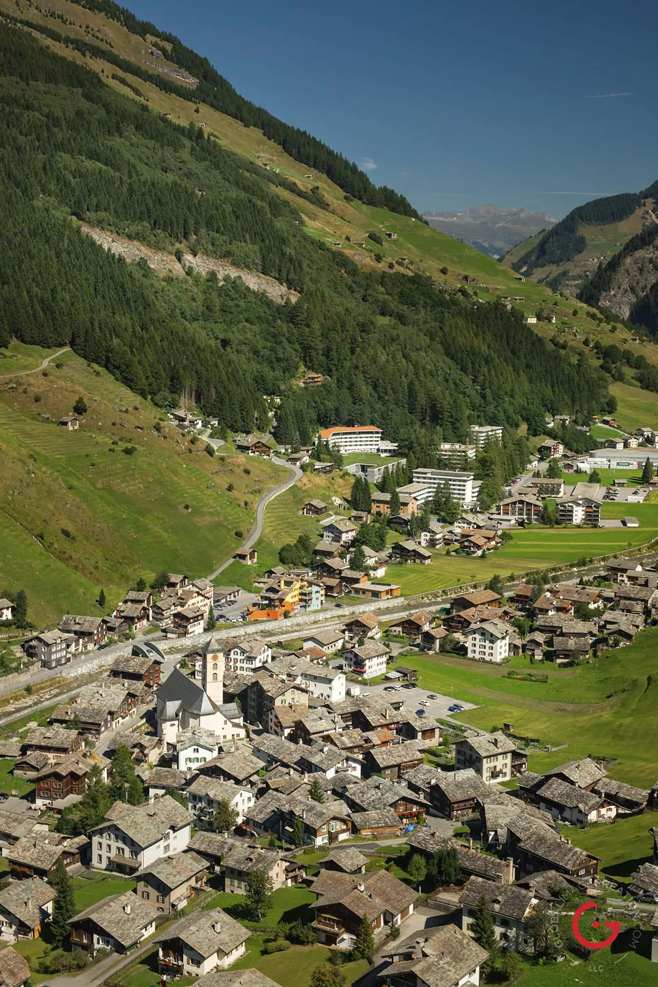 Aerial View of Vals in the Summer - Travel Photographer and Switzerland Photography