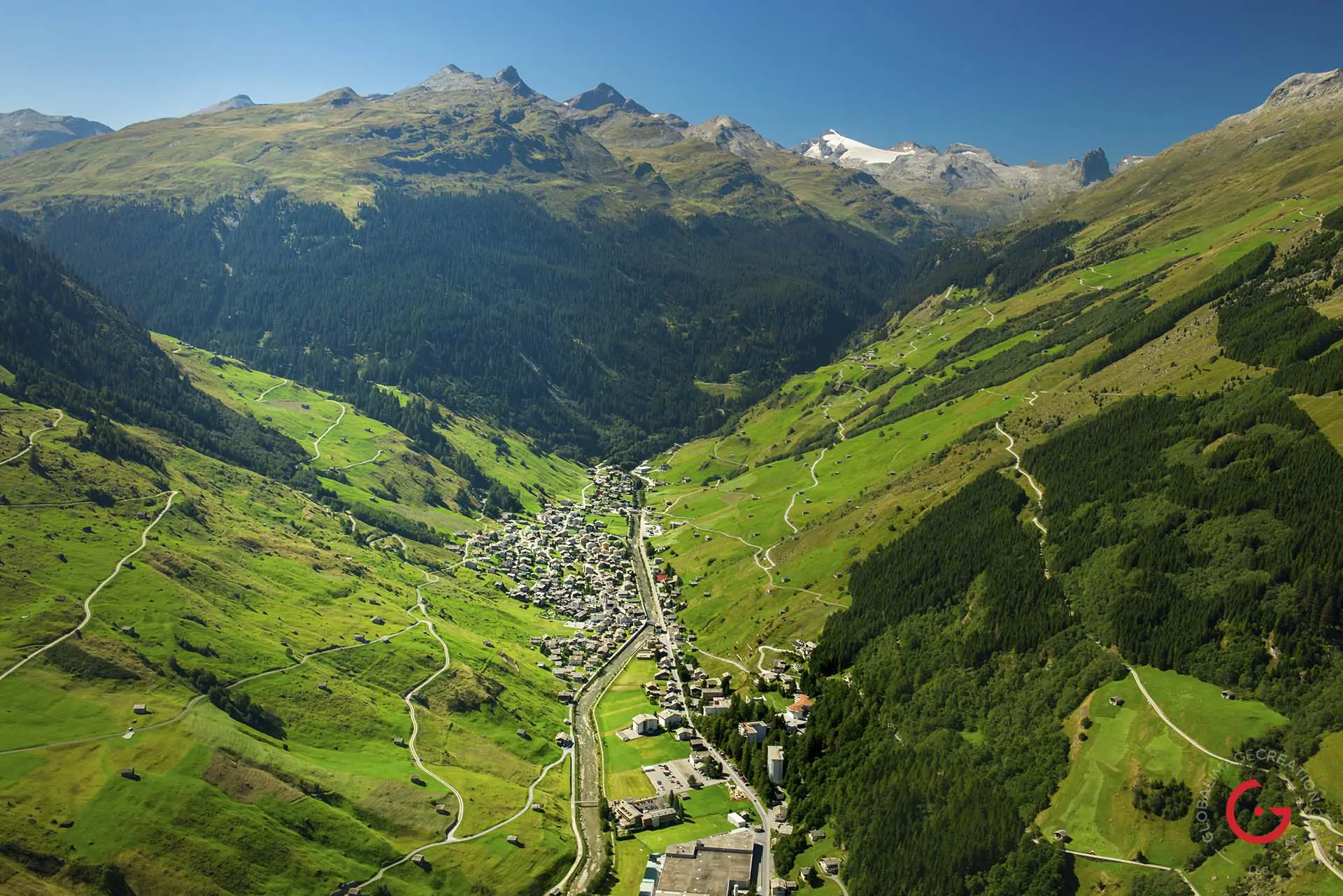 Aerial View of Vals in the Summer